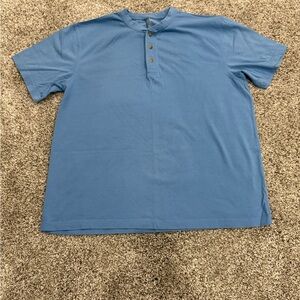 L.L. Bean Blue Men’s Henley Casual Button Down Short Sleeve Shirt
